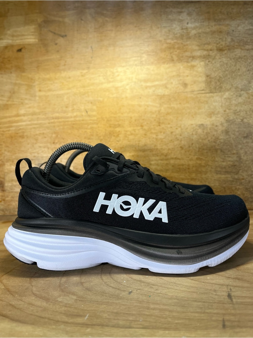 Hoka One One Bondi 8 Womens Size 9 Running Shoes Sneakers Black White